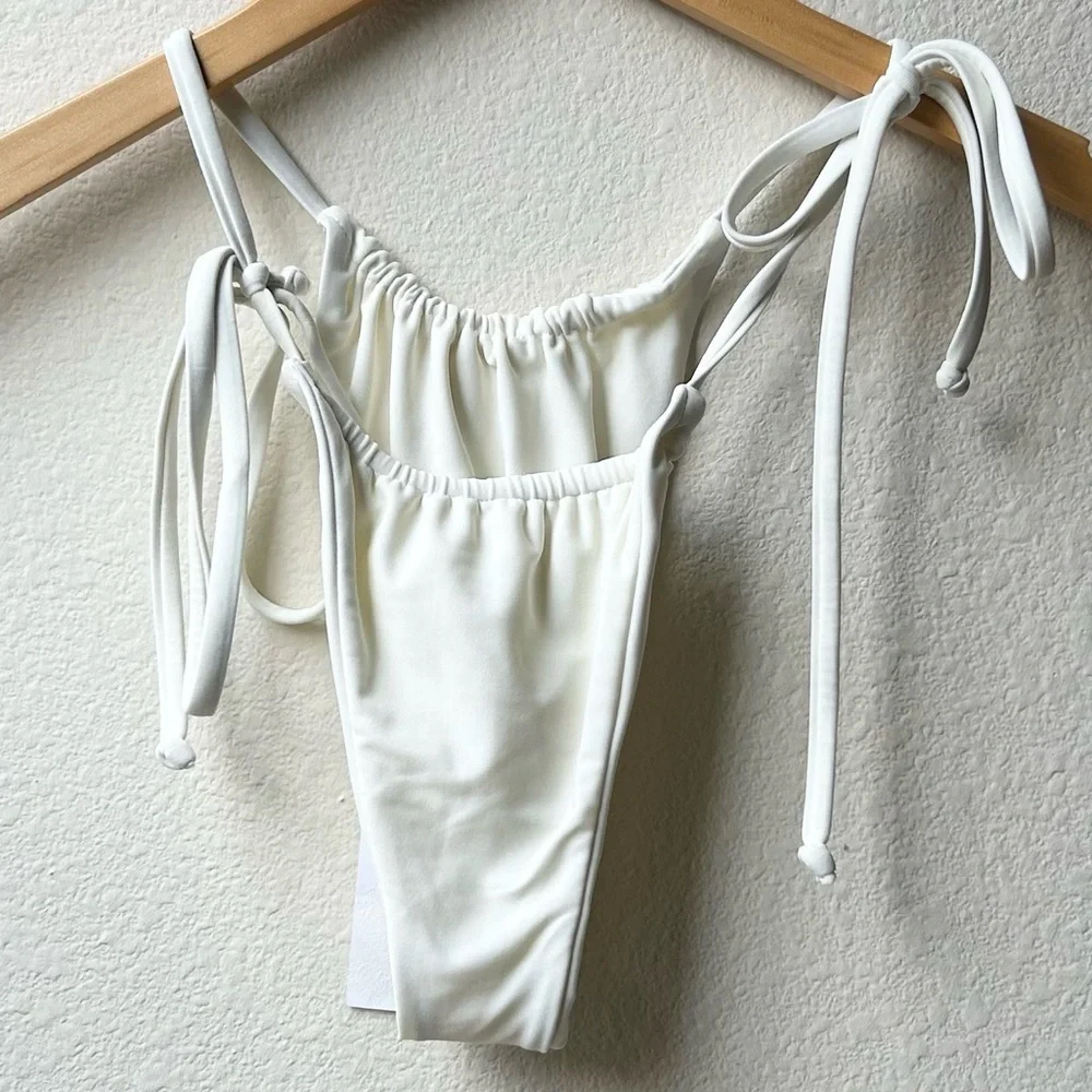 NWT DEVON WINDSOR White Hannah Tie Bikini Bottoms Sz L